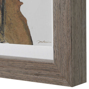 Uttermost Botanical Watercolor Floral Wall Art Set of Two Oak Framed Prints