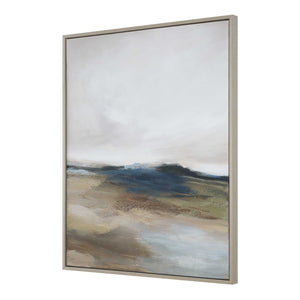 Uttermost Hand-painted Landscape Canvas Art with Oak Floating Frame Gallery Wall