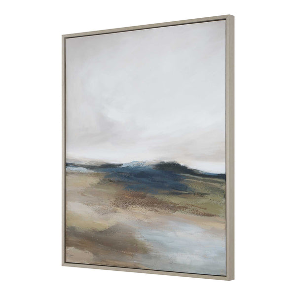 Uttermost Hand-painted Landscape Canvas Art with Oak Floating Frame Gallery Wall