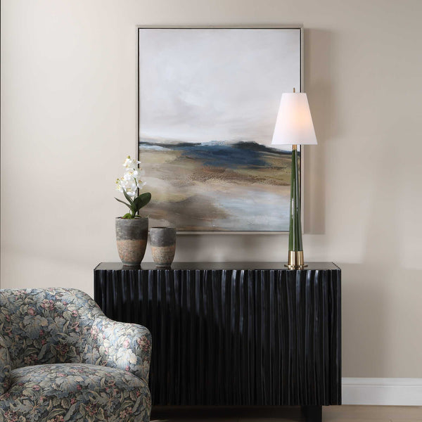 Uttermost Hand-painted Landscape Canvas Art with Oak Floating Frame Gallery Wall