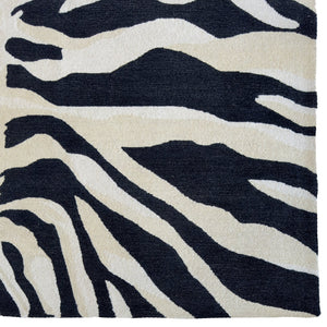 Capel Rugs Serengeti-zebra Hand-tufted Wool Area Rug - Nature-inspired Design For Elegant Modern Interiors Black, Ivory 100% Wool 3255rs07091000350
