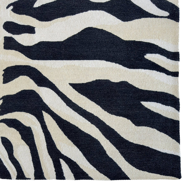Capel Rugs Serengeti-zebra Hand-tufted Wool Area Rug - Nature-inspired Design For Elegant Modern Interiors Black, Ivory 100% Wool 3255rs07091000350