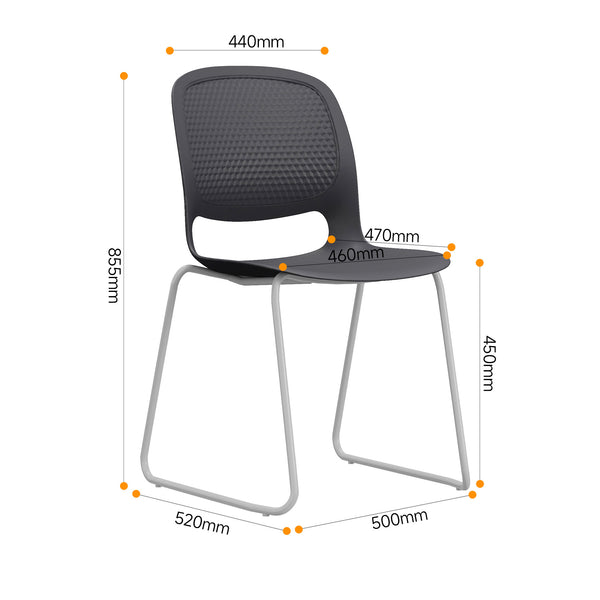 English Elm Modern Stacking Chairs Set of 4 Black – Ergonomic Polypropylene Seats, Steel Frame, Durable 180KG Load W3788P368813