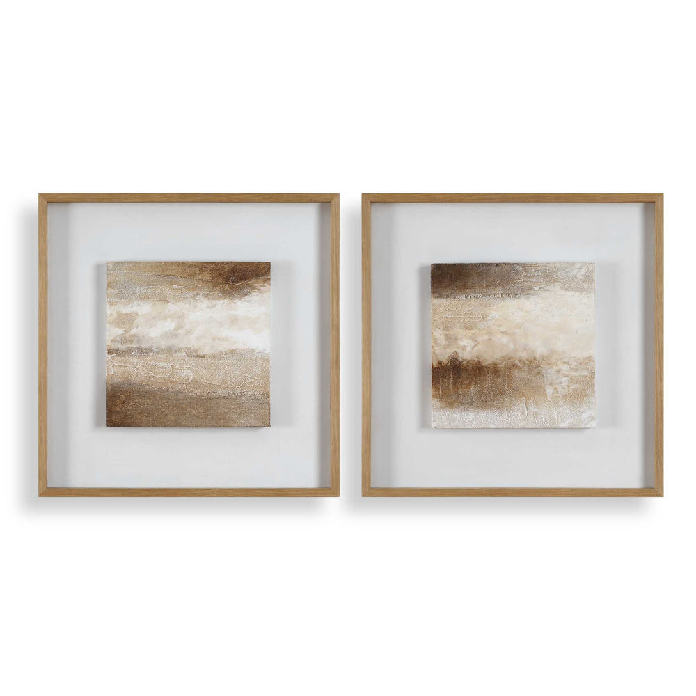 Uttermost Uttermost Abstract Hand-painted Canvas Set of Two with Crackle Finish Pinewood Frame 32553