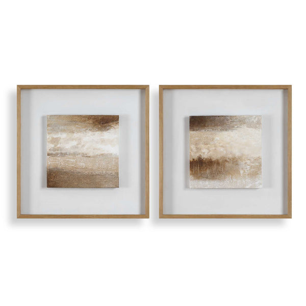 Uttermost Uttermost Abstract Hand-painted Canvas Set of Two with Crackle Finish Pinewood Frame 32553