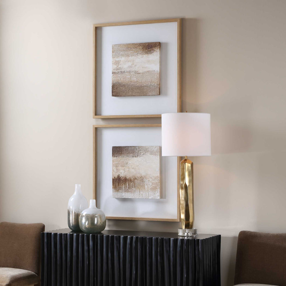 Uttermost Uttermost Abstract Hand-painted Canvas Set of Two with Crackle Finish Pinewood Frame 32553