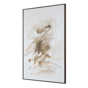Uttermost Hand-painted Abstract Canvas Art Neutral Tones Walnut Frame Wall Decor