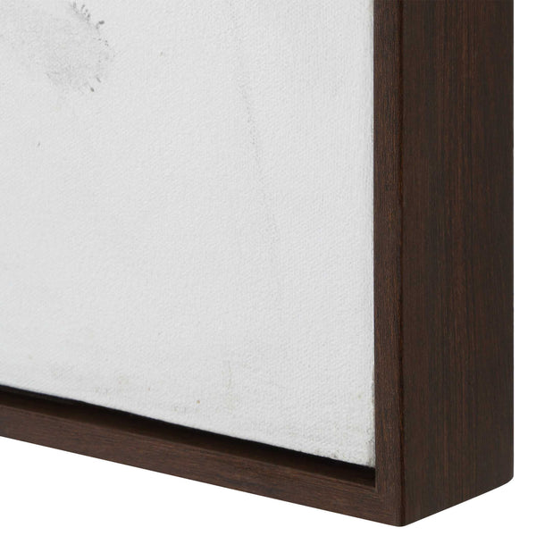Uttermost Hand-painted Abstract Canvas Art Neutral Tones Walnut Frame Wall Decor