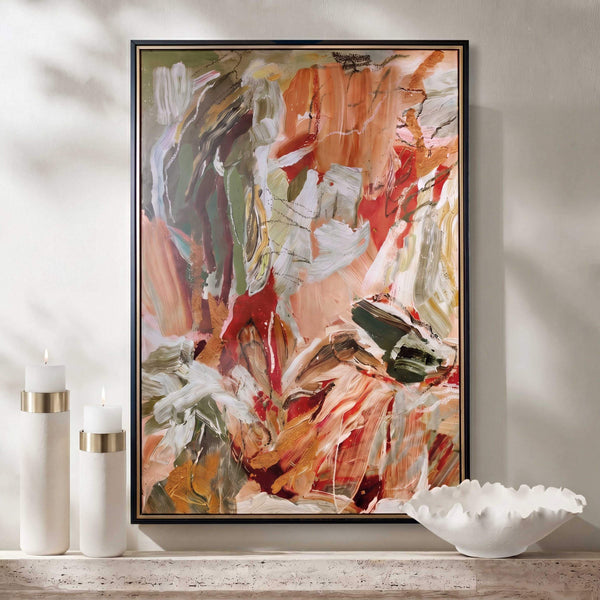 Uttermost Garden City Framed Abstract Canvas Art with Gold Molding Gallery Display