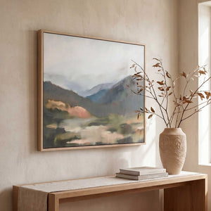Uttermost Fading Memory Misty Landscape Canvas Print with Light Oak Gallery Frame