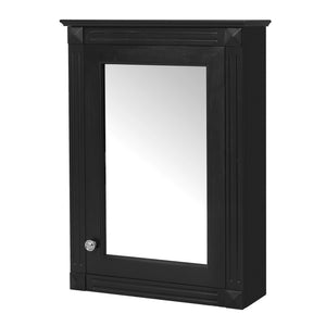 English Elm 20" Medicine Cabinet with Mirror — Space-Saving Wall-Mounted Bathroom Storage with Adjustable Shelf, Modern Carved Design Black N710P317680B
