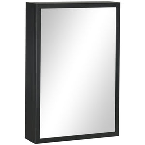 English Elm kleankin Stainless Steel Bathroom Mirror Cabinet with 3 Shelves, Space-Saving Wall-Mounted Storage Black W2225P173925