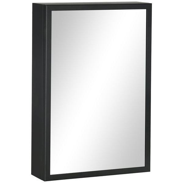 English Elm kleankin Stainless Steel Bathroom Mirror Cabinet with 3 Shelves, Space-Saving Wall-Mounted Storage Black W2225P173925
