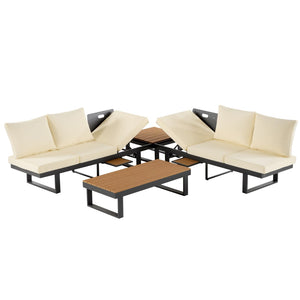 English Elm Outdoor Sectional Sofa Set - Stylish Modular Patio Seating With Adjustable Recline & Storage Solutions N719Z000170A-GIGA