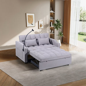 English Elm 1 Suede Futon Sofa Bed with Adjustable Backrest Usb Port and Swivel Phone Stand W3739P434532