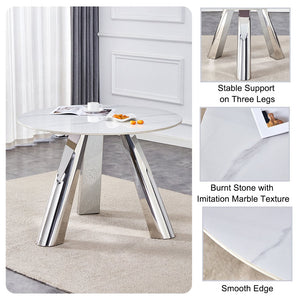 English Elm 42" Luxury Sintered Stone Table: Modern Minimalist Design With Durable Top, Steel Legs & Heat Resistance W1512S00128