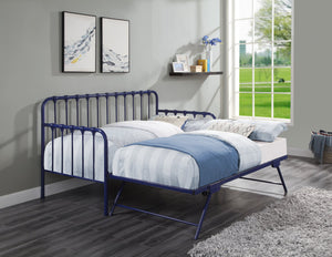 English Elm Daybed Classic Metal Frame with Lift-Up Trundle, Space-Saving Guest Solution with Casters and Foldable Legs Navy Blue 87.75 L x 25.25 W x 6 H B011P332229