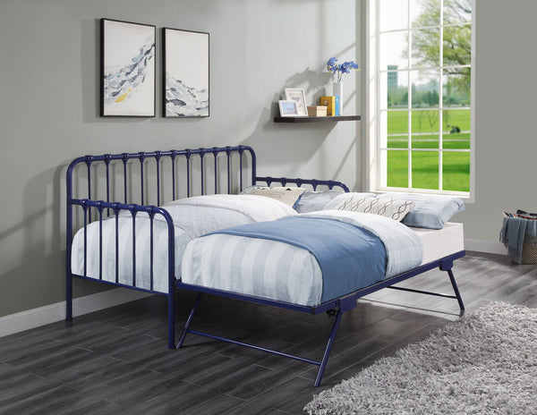 English Elm Daybed Classic Metal Frame with Lift-Up Trundle, Space-Saving Guest Solution with Casters and Foldable Legs Navy Blue 87.75 L x 25.25 W x 6 H B011P332229