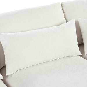 English Elm U_style Modular U-shaped Sectional Sofa with Storage Ottomans Linen Polyester 6 Seat Beige WY000462AAA