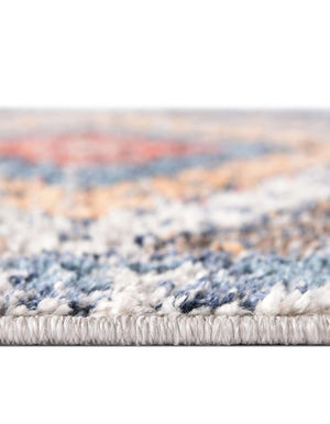 Unique Loom Aramis Rio Machine Made Tribal Rug Blue, Light Blue/Ivory/Light Brown/Terracotta 7' 1" x 7' 1"