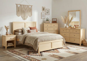 English Elm Contemporary Full Platform Bed Tall Headboard Natural Pine Wood Scandinavian Bedroom Frame B011S02455