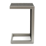 Christopher Knight Home® - Noble House - Cape Coral Modern Wicker C-Shaped End Table, Gray and Silver