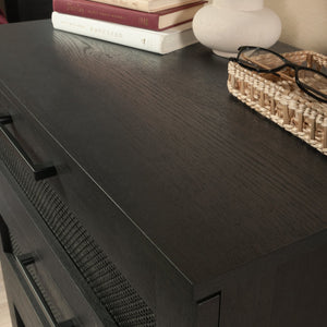 English Elm 4-Drawer Chest In Sleek Black Finish - Stylish Storage Solution For Bedrooms & Living Areas, Easy Assembly B356P402759