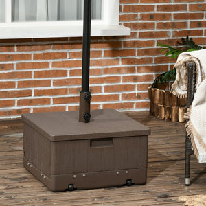 English Elm Outsunny Rolling Patio Umbrella Stand with Wood Grain Table Top and Planter W2225P174182