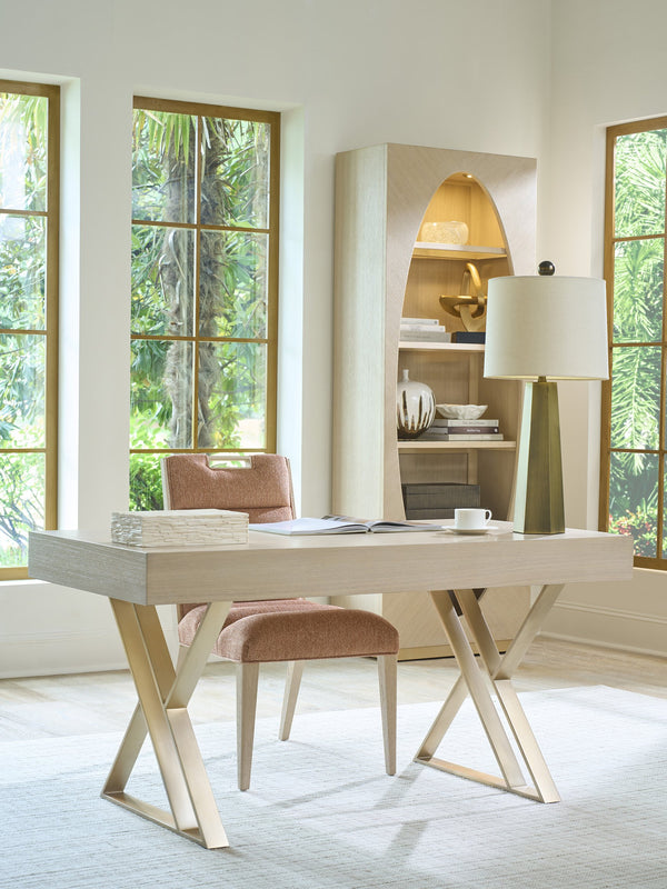 Lexington Sligh Apogee Writing Desk - Elegant Mahogany Design With Full-extension Drawer And Decorative Metal Base Sandscape Wood 325-410