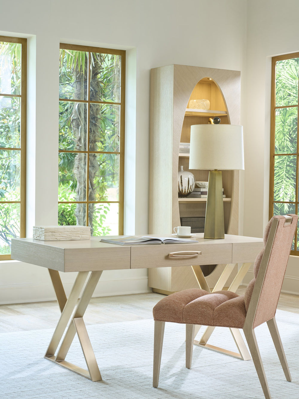 Lexington Sligh Apogee Writing Desk - Elegant Mahogany Design With Full-extension Drawer And Decorative Metal Base Sandscape Wood 325-410