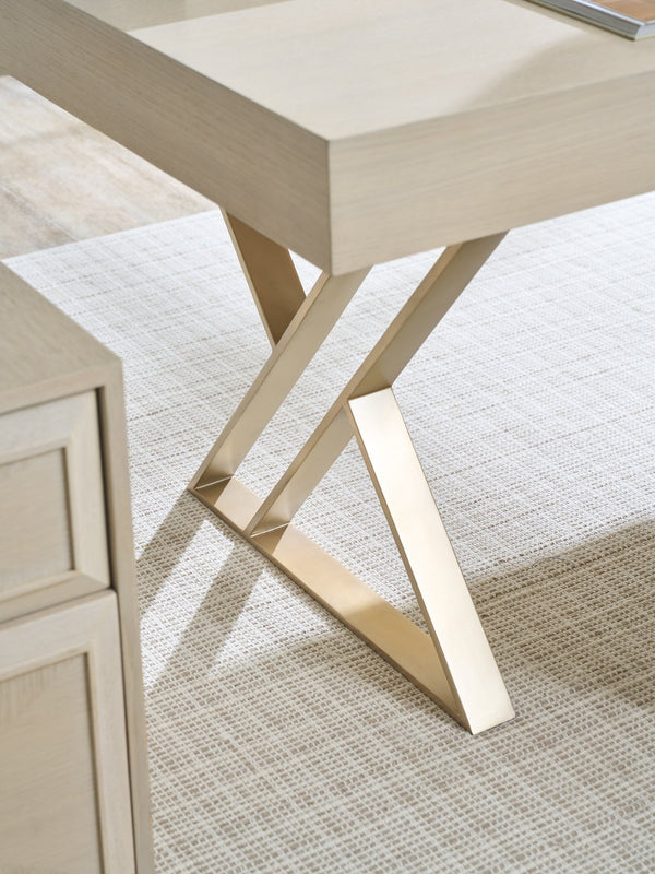 Lexington Sligh Apogee Writing Desk - Elegant Mahogany Design With Full-extension Drawer And Decorative Metal Base Sandscape Wood 325-410