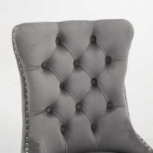 English Elm A&a Furniture Nikki Velvet Wingback Dining Chair Set with Nailhead Trim Solid Wood W1143P179490