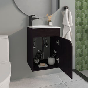 English Elm Bathroom Vanity Slim Sink Cabinet with Single Door, Engineered Wood, Space-Saving Modern Design Black 25.98 L x 18.9 W x 11.02 H B097P350313