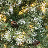 Christopher Knight Home® - Noble House - 7-foot Cashmere Pine and Mixed Needles Pre-Lit Clear LED Hinged Artificial Christmas Tree with Snow and Glitter Branches and Frosted Pinecones