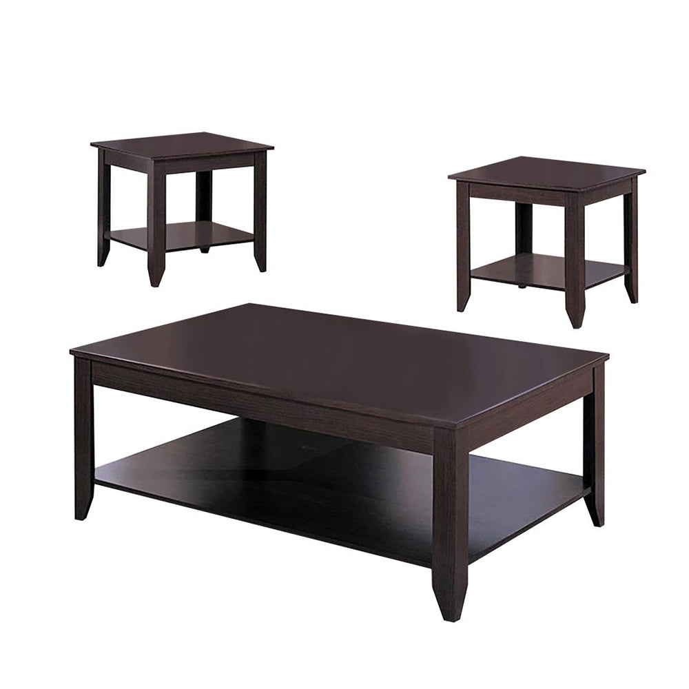 English Elm 3-Piece Contemporary Coffee Table Set In Cappuccino With Storage, Easy Assembly & Modern Design B016P370564