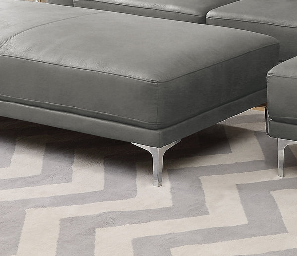 English Elm Modern Antique Gray Large Breathable Leatherette Ottoman 66"x33" Chrome Legs Sleek Living Room Seat Cushion Elegance B011P205225