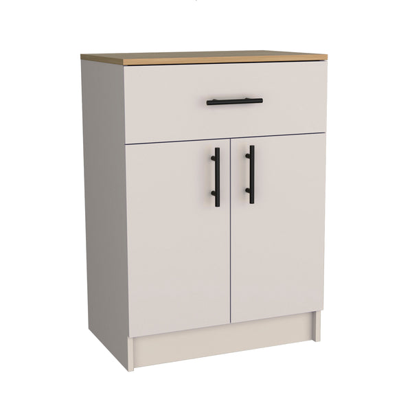 English Elm Mayorca Multistorage Pantry Cabinet with Drawer & Two Shelves, Light Brown Oak Finish, 23.6"W Top B070P242484