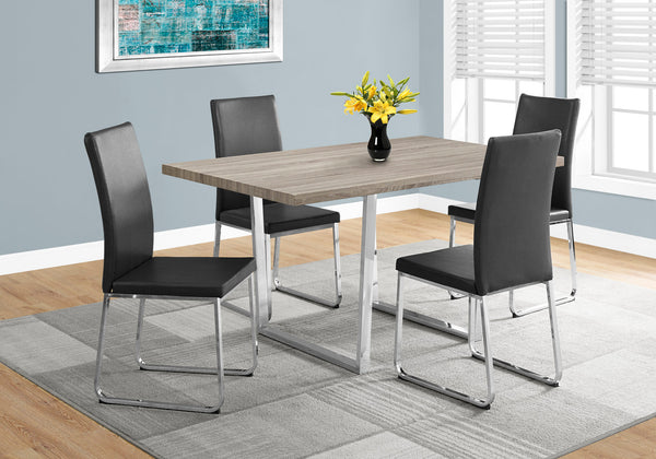 English Elm Dining Table, 60" Rectangular Taupe Laminate With Chrome Legs – Modern Versatile Centerpiece For Any Space B2710P286991