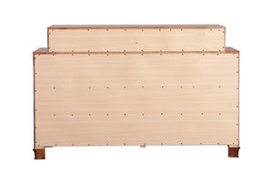 English Elm LaVita Solid Hardwood 10-Drawer Dresser with Jewelry Drawers, Durable Oak Finish, Spacious Storage Oak 42 L x 69 W x 20 H B078108496