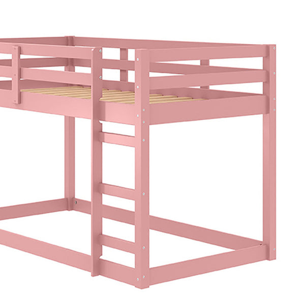 English Elm Pink Twin Loft Bed Solid Pine Frame with Built-In Ladder, Guardrail & 13-Slat Airflow Support, Space-Saving Design B062P189211