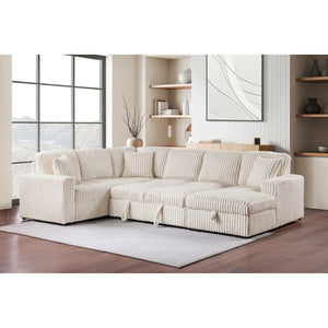 English Elm Thurston Corduroy Sectional Sofa with Hidden Chaise Storage and Pop-up Sleeper Camel B062S01483