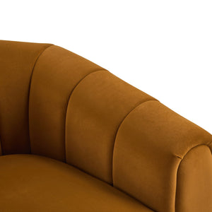 English Elm Christopher Knight Home® - SWIVEL Velvet Club Chair with 360° Rotation, Semi-Circular Tub Design, Plush Iron Frame Comfort Dark yellow 37.8 L x 33.46 W x 27.17 H N776P264952T