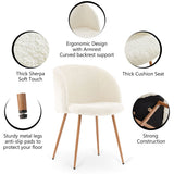 English Elm Adjust Legs Upholstered Teddy Faux Fur Dining Armrest Chair Set Of 2 (Off White)