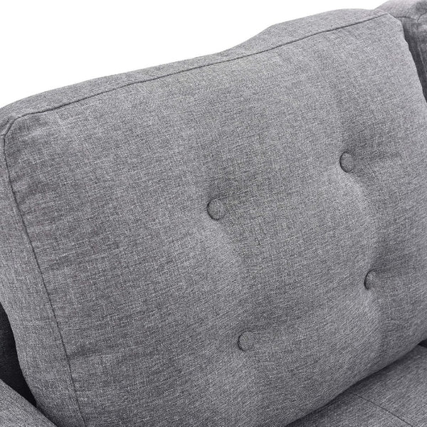 English Elm 1pc Mid-century Modern Linen-like Sectional with Tufted Back and Reversible Chaise B011P203039