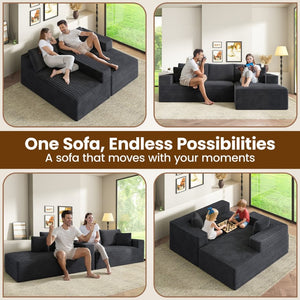 English Elm Aurora Velvet Three Seat Sectional Sofa Memory Foam Fill Modern Apartment Living B2716S00001