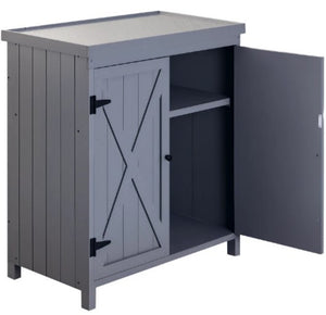 English Elm Stainless Steel Outdoor Grill Cart with Foldable Extension Three Shelves and Swivel Casters T3971P422948