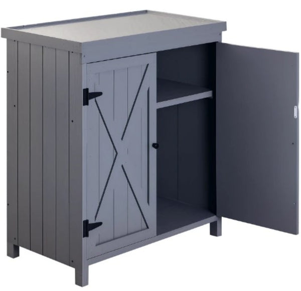 English Elm Stainless Steel Outdoor Grill Cart with Foldable Extension Three Shelves and Swivel Casters T3971P422948