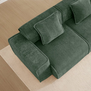 English Elm Streamlined Velvet Modular L-shape Sectional Sofa with Cloud Foam and French Piping Green W3041S00364
