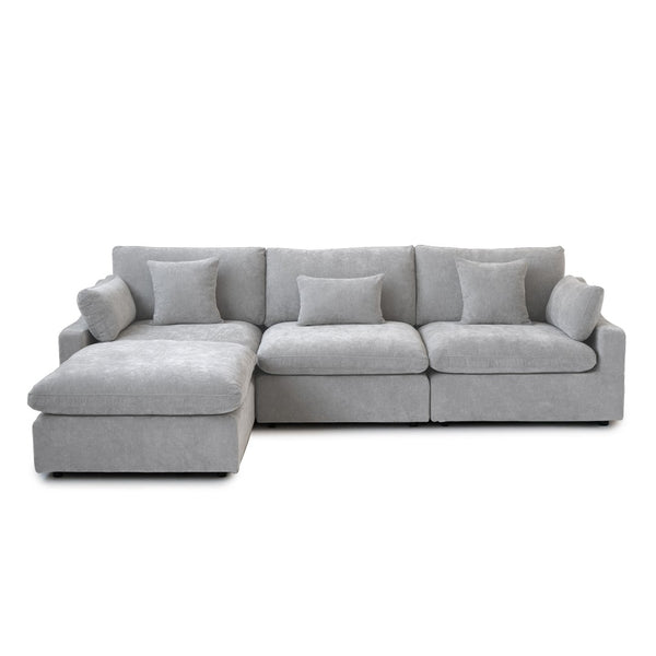 English Elm Sky Cloud Slope Sectional Sofa - Modern L-Shaped 4-Seater In Light Gray Linen For Versatile Comfort B341S00030-GIGA