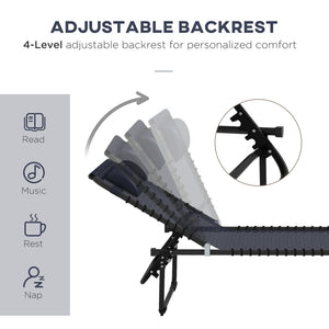 English Elm Outsunny Folding Chaise Lounge Set Of 2 - Adjustable Pool Chairs With Pillow For Ultimate Comfort W2225P174368-GIGA